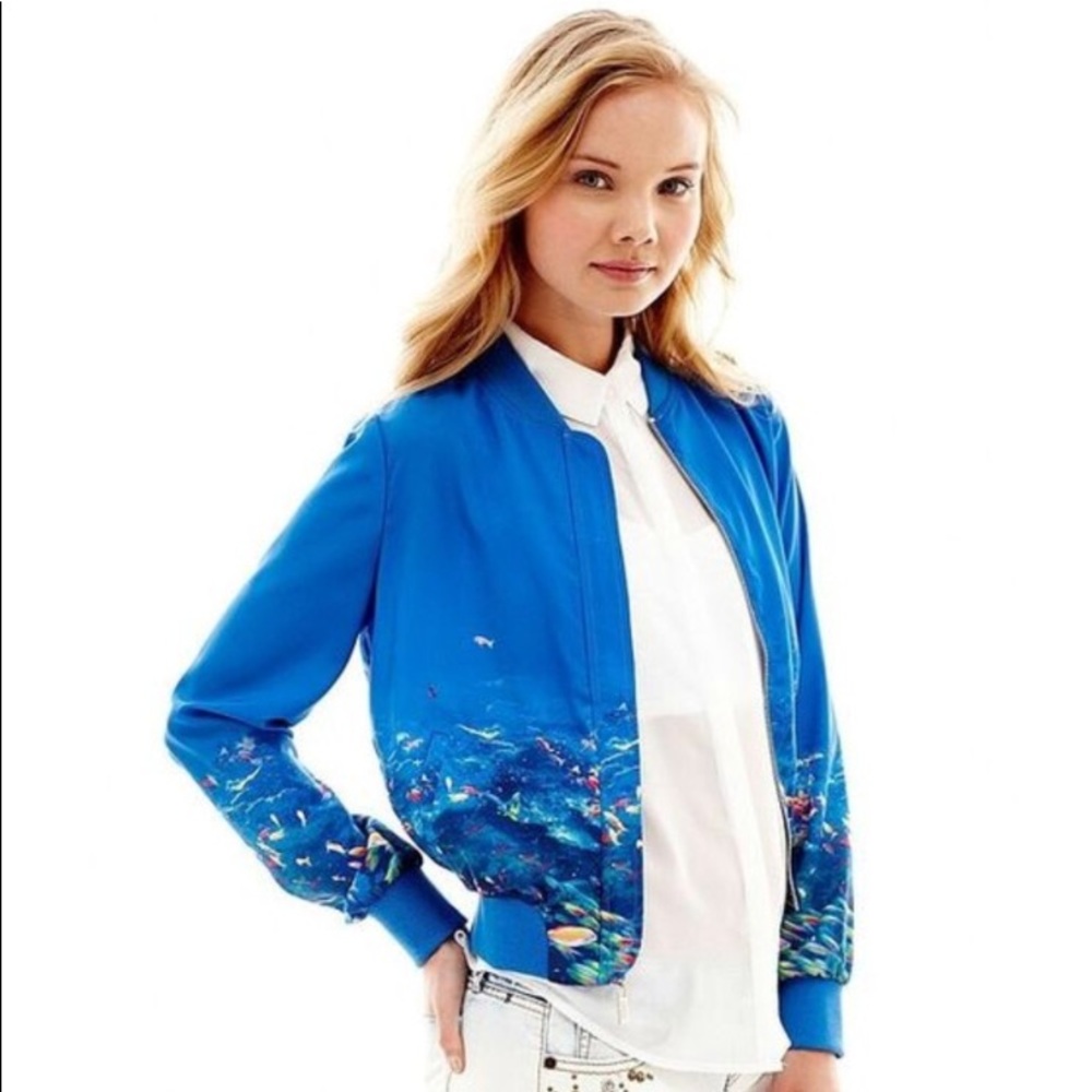 L’Amour NANETTE LEPORE satin fish bomber jacket- moto jacket